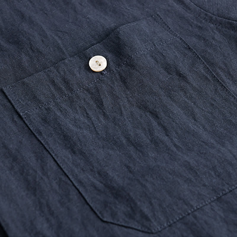 Nimara Ritual Summer Casual Minimalist Patch Pocket Solid Men's Short Sleeve Shirts