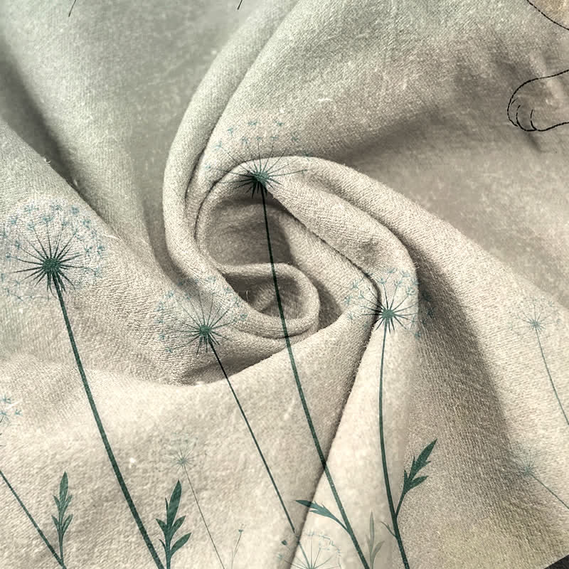 Nimara Ritual Pure Cotton Dreamy Cow Cat Dandelion Pattern Women's Elastic Waist Pants With Pockets