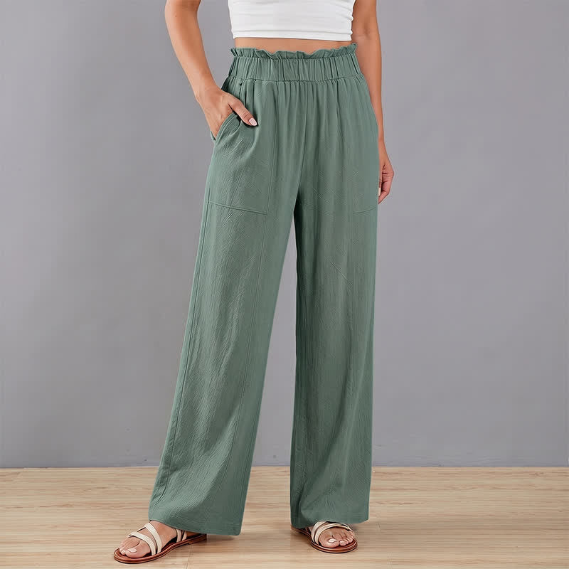 Nimara Ritual Spring Summer Casual Minimalist Solid Drawstring Long Pants Women's Straight Leg Pants With Pockets