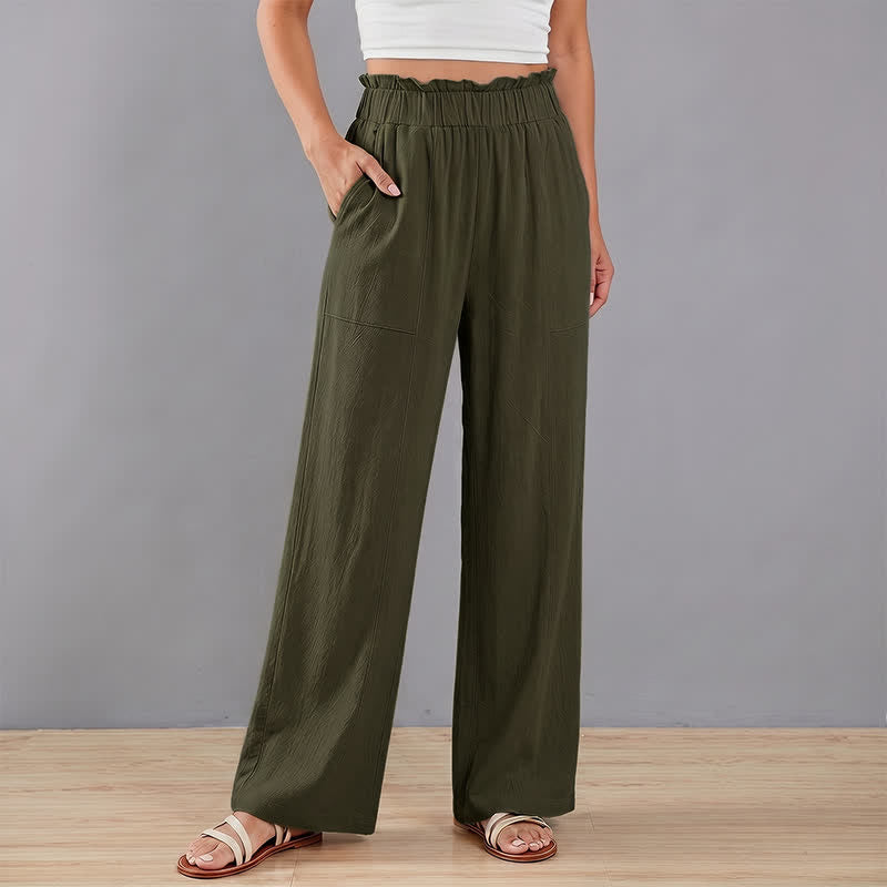 Nimara Ritual Spring Summer Casual Minimalist Solid Drawstring Long Pants Women's Straight Leg Pants With Pockets