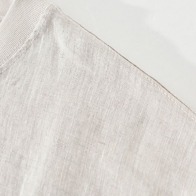Nimara Ritual Summer Casual Minimalist Solid Linen Crew Neck Men's Short Sleeve T-Shirts
