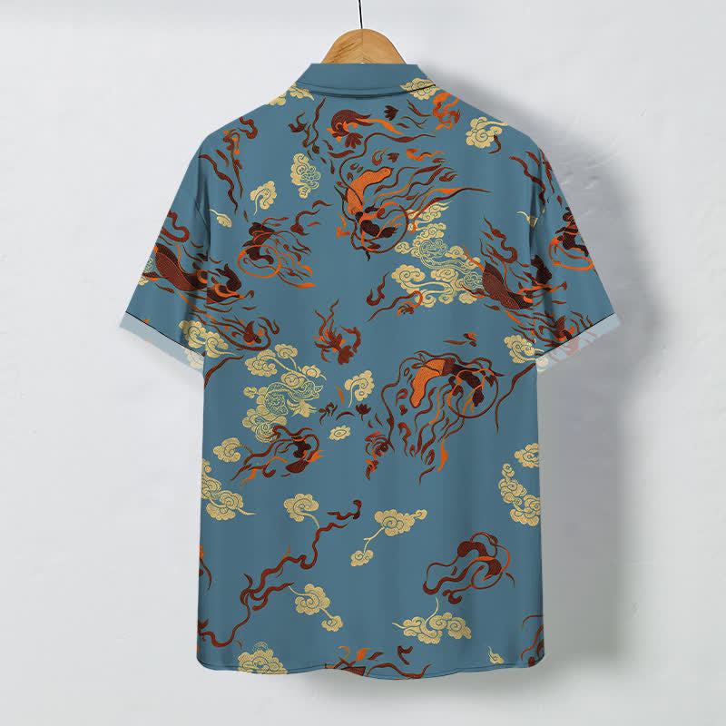 Nimara Ritual Abstract Earthtone Swirl Pattern Buttons Breathable Men's Short Sleeve Shirt