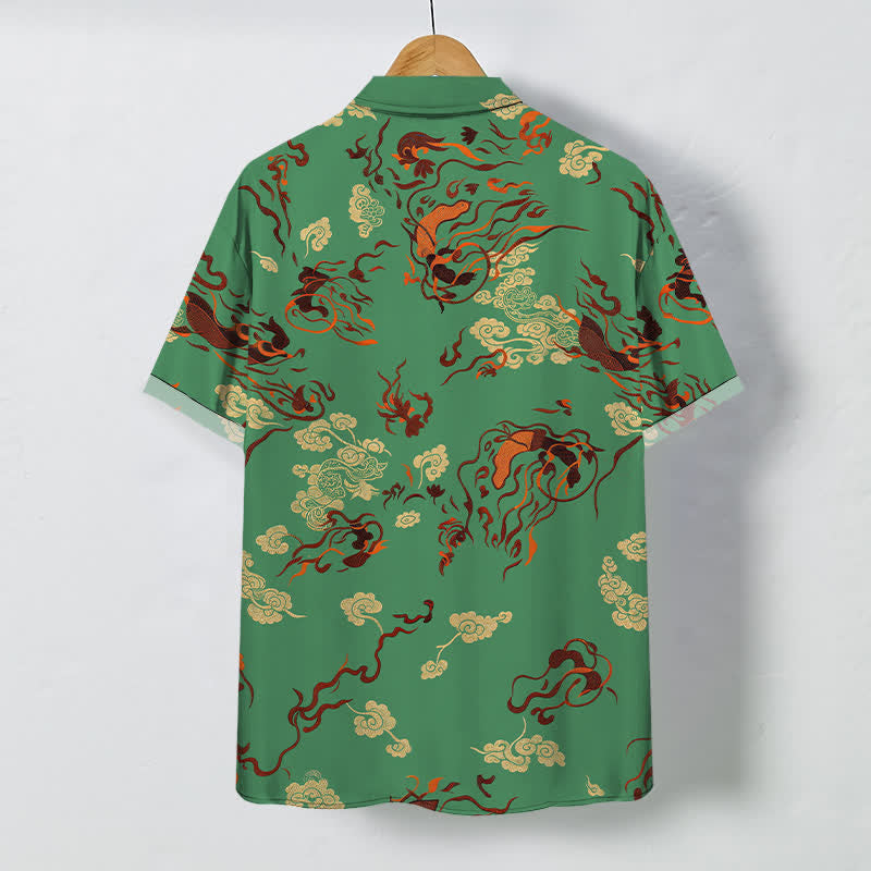 Nimara Ritual Abstract Earthtone Swirl Pattern Buttons Breathable Men's Short Sleeve Shirt