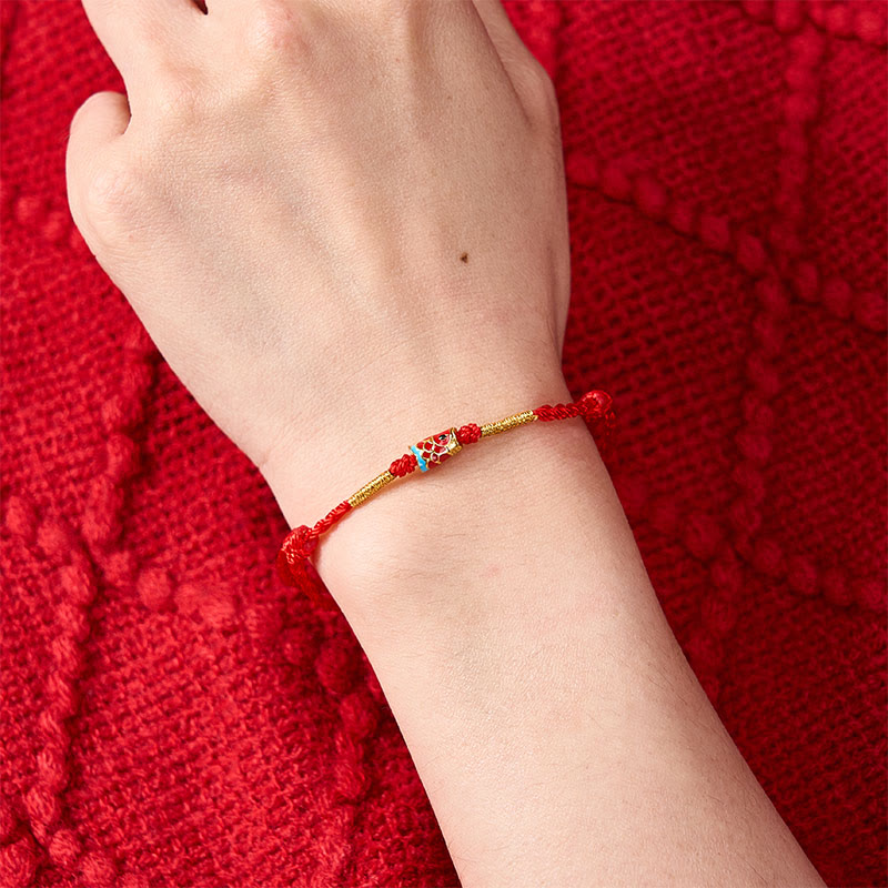 Nimara Ritual Hand-Woven Red String Luck Koi Fish Adjustable Copper Charm Bracelet