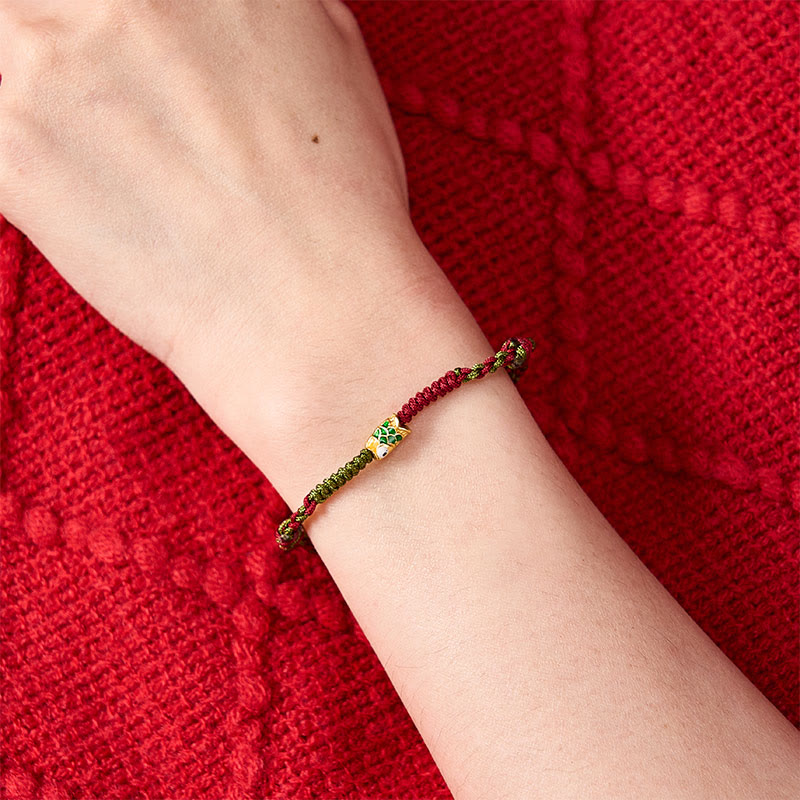 Nimara Ritual Braided Colorful Red Green String Koi Fish Luck Bracelet Anklet