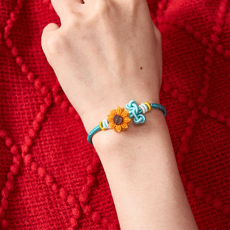 Nimara Ritual Hand-Woven Red String Sunflower Luck Bracelet