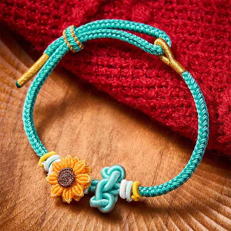Nimara Ritual Hand-Woven Red String Sunflower Luck Bracelet