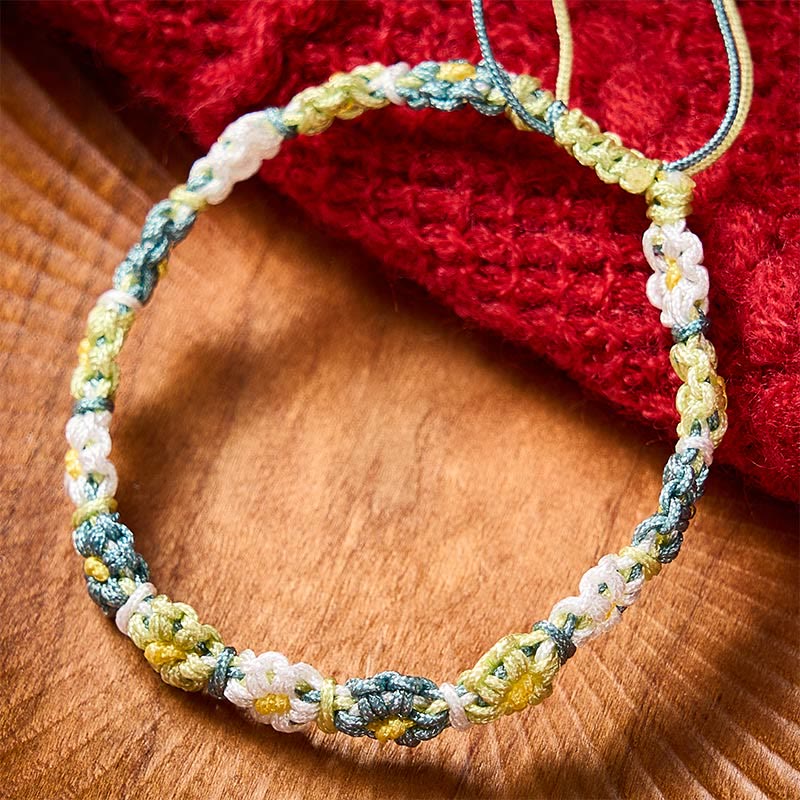 Nimara Ritual Hand Woven Pastel Daisy Gradient String Bracelet
