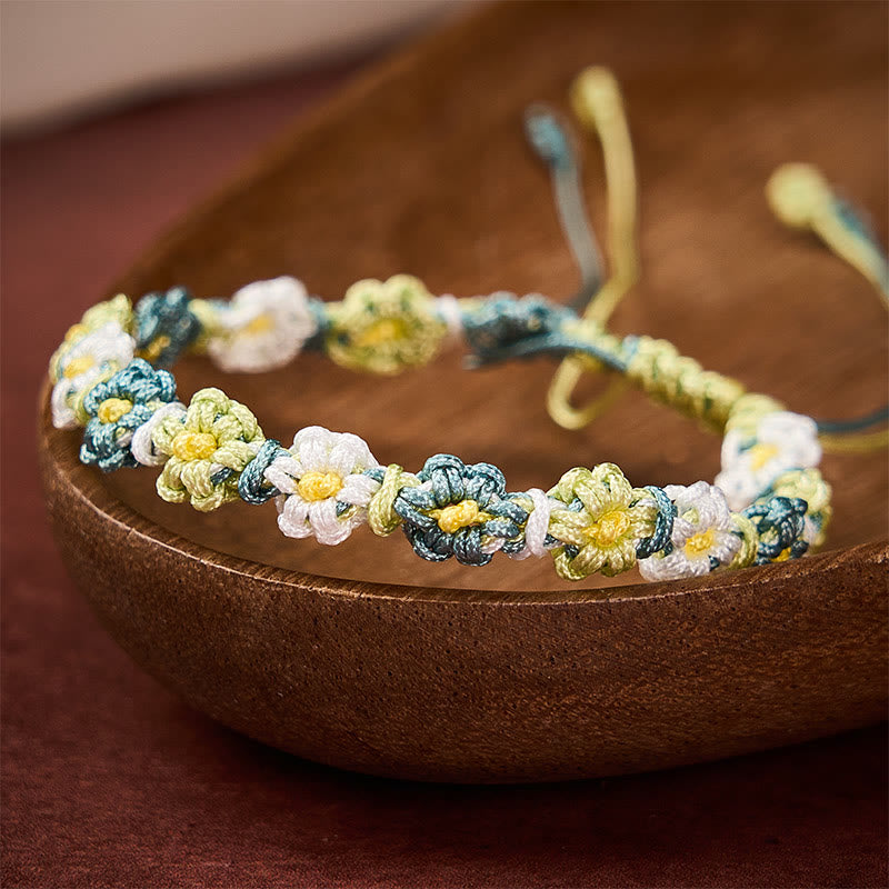 Nimara Ritual Hand Woven Pastel Daisy Gradient String Bracelet