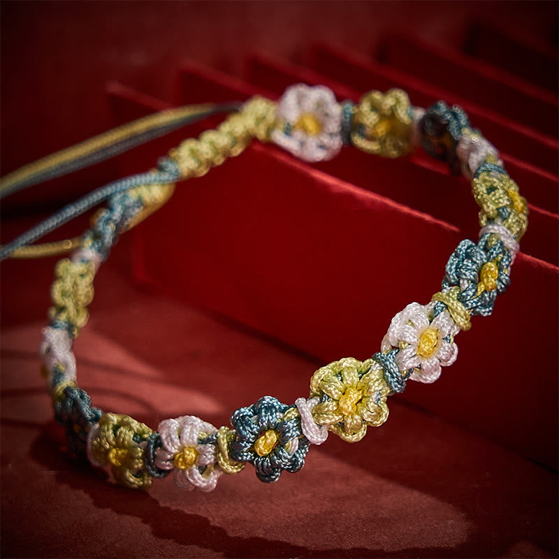 Nimara Ritual Hand Woven Pastel Daisy Gradient String Bracelet