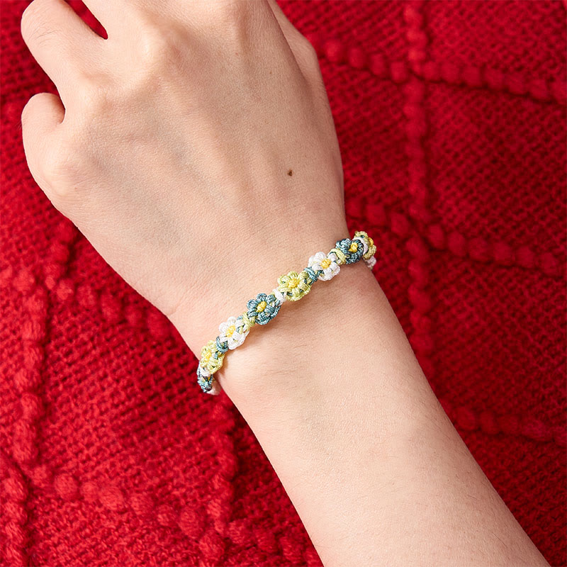 Nimara Ritual Hand Woven Pastel Daisy Gradient String Bracelet