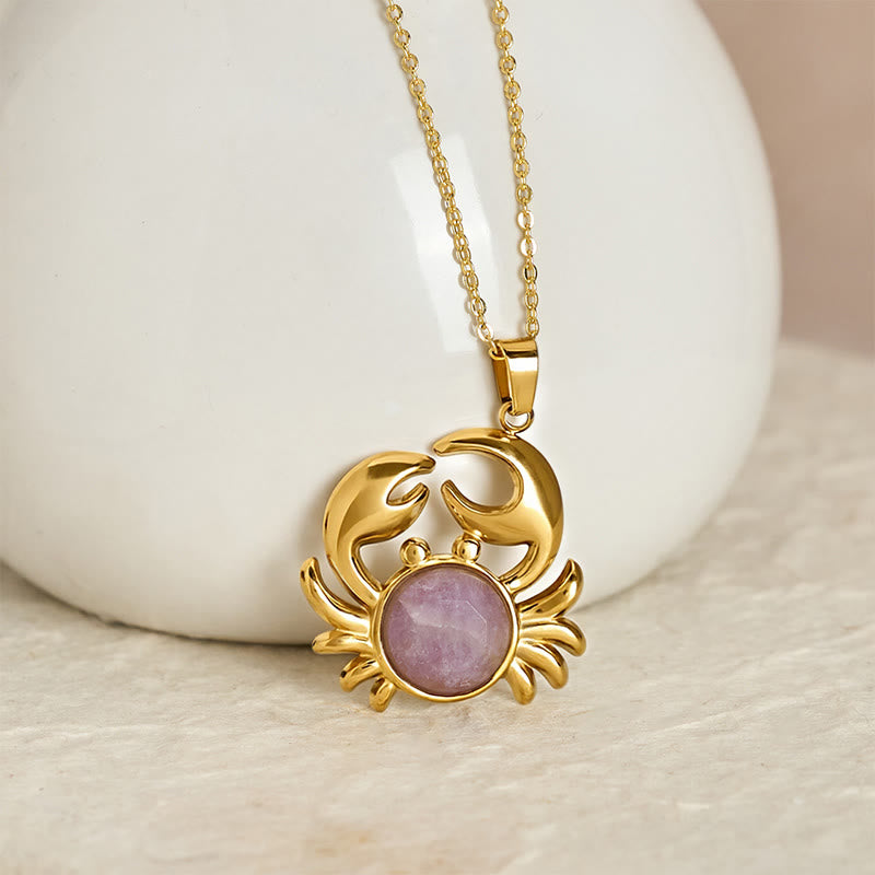 Nimara Ritual Gold Plated Amethyst Crab Inner Peace Necklace