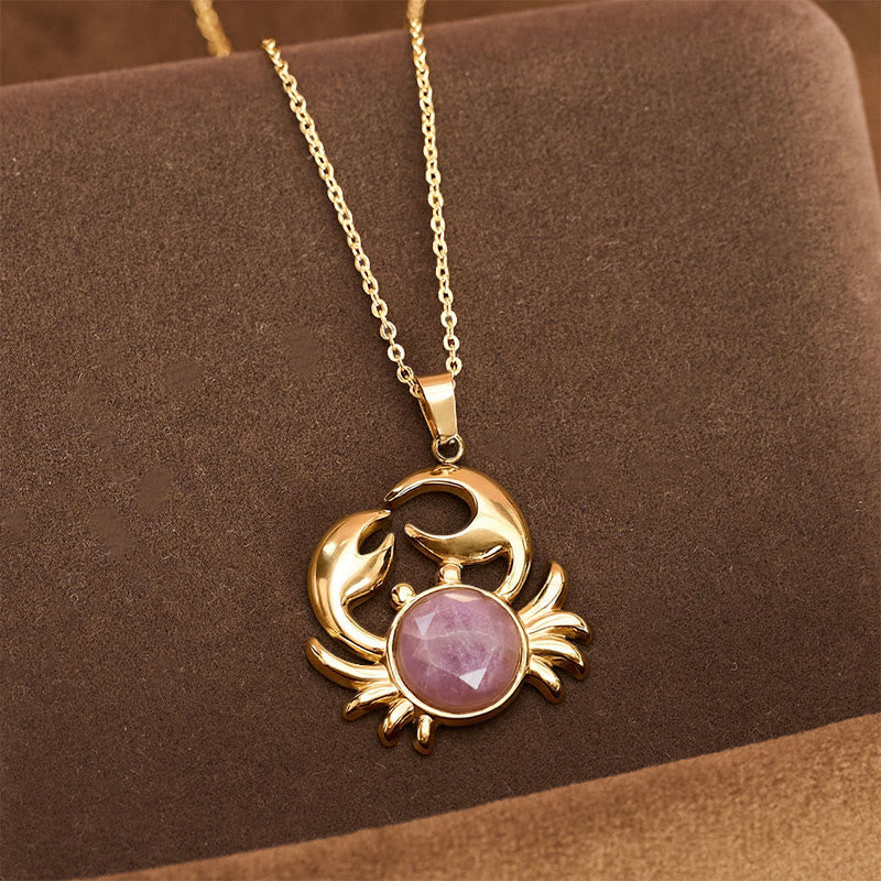 Nimara Ritual Gold Plated Amethyst Crab Inner Peace Necklace