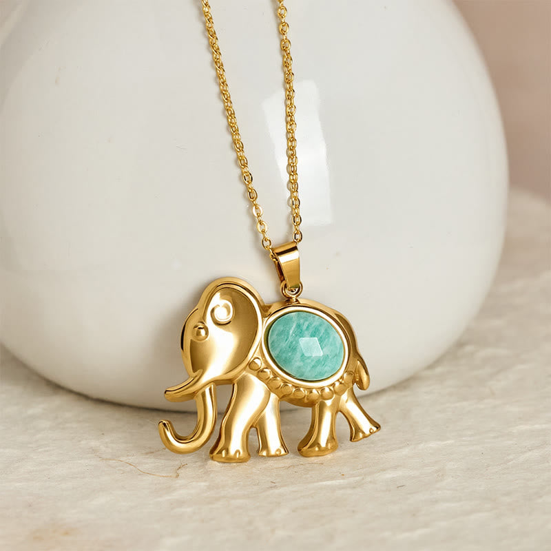 Nimara Ritual Gold Plated Tiger Eye Elephant Protection Necklace