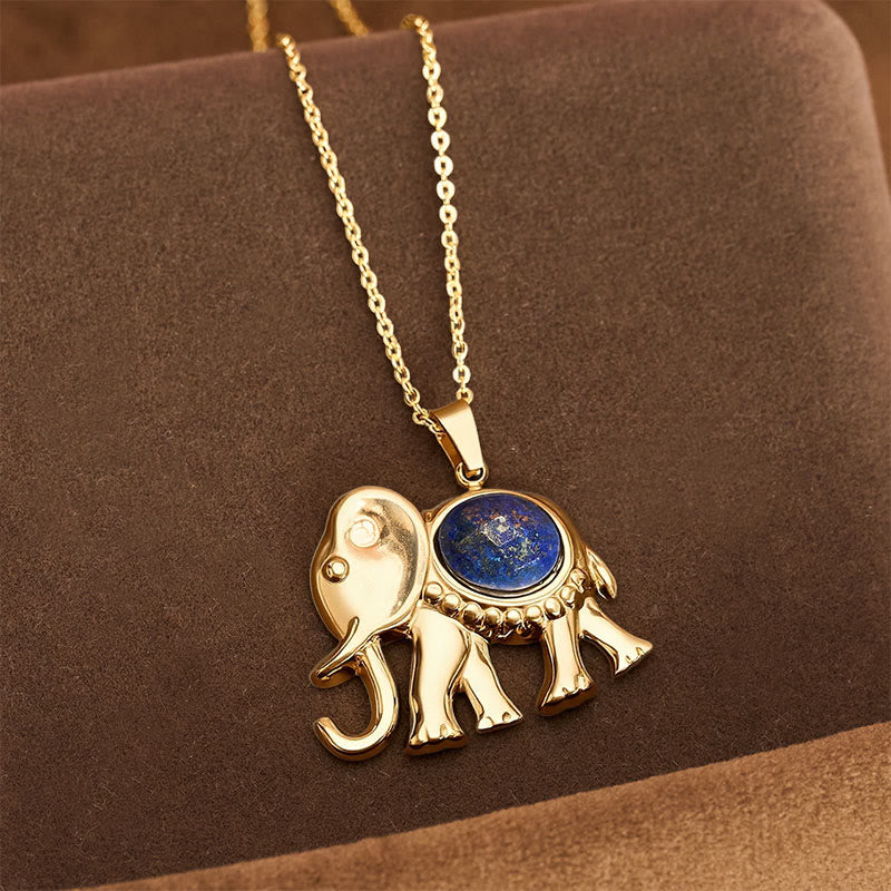 Nimara Ritual Gold Plated Tiger Eye Elephant Protection Necklace