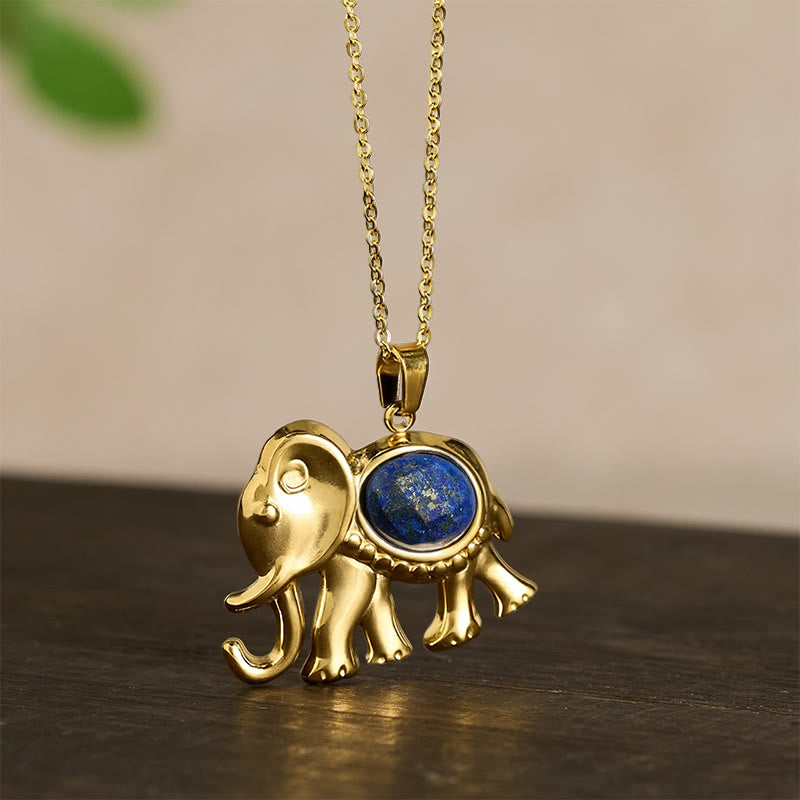 Nimara Ritual Gold Plated Tiger Eye Elephant Protection Necklace