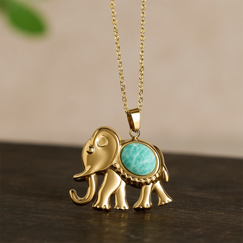 Nimara Ritual Gold Plated Tiger Eye Elephant Protection Necklace