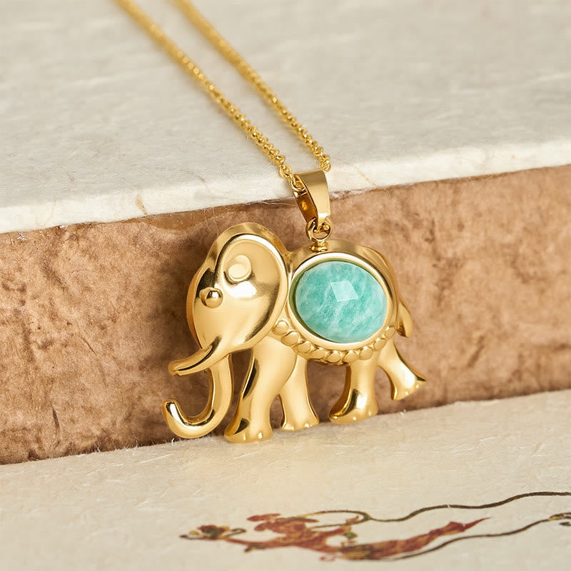 Nimara Ritual Gold Plated Tiger Eye Elephant Protection Necklace