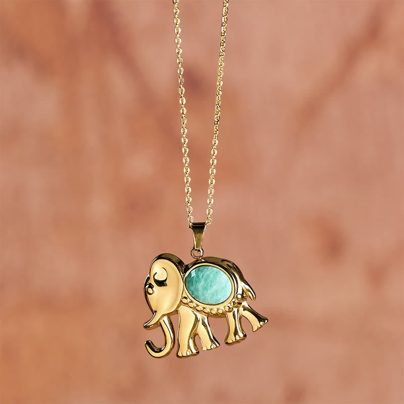 Nimara Ritual Gold Plated Tiger Eye Elephant Protection Necklace