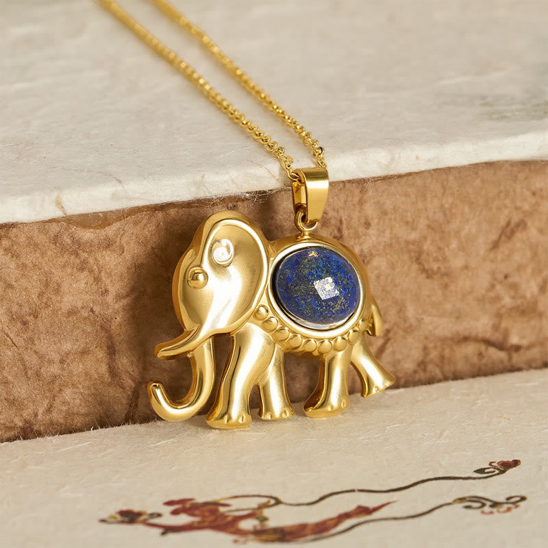 Nimara Ritual Gold Plated Tiger Eye Elephant Protection Necklace