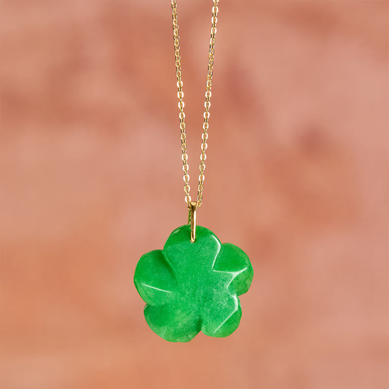 Nimara Ritual Natural Green Aventurine Five Petal Flower Positivity Necklace