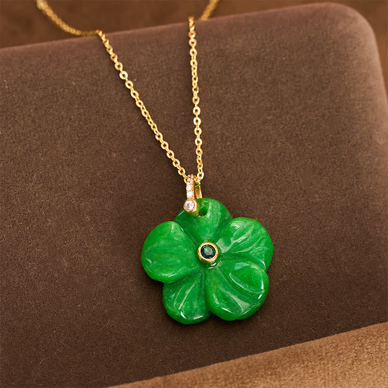 Nimara Ritual Natural Green Aventurine Five Petal Flower Positivity Necklace