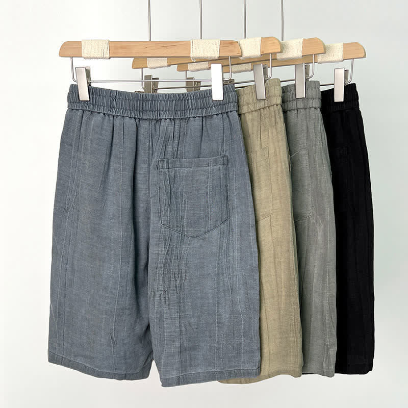 Nimara Ritual Summer Casual Drawstring Solid Elastic Waist Men's Shorts With Pockets