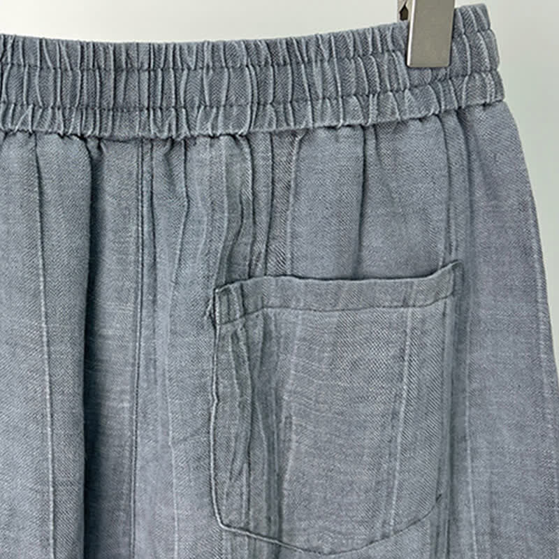 Nimara Ritual Summer Casual Drawstring Solid Elastic Waist Men's Shorts With Pockets
