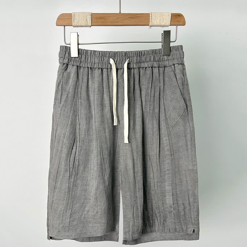 Nimara Ritual Summer Casual Drawstring Solid Elastic Waist Men's Shorts With Pockets