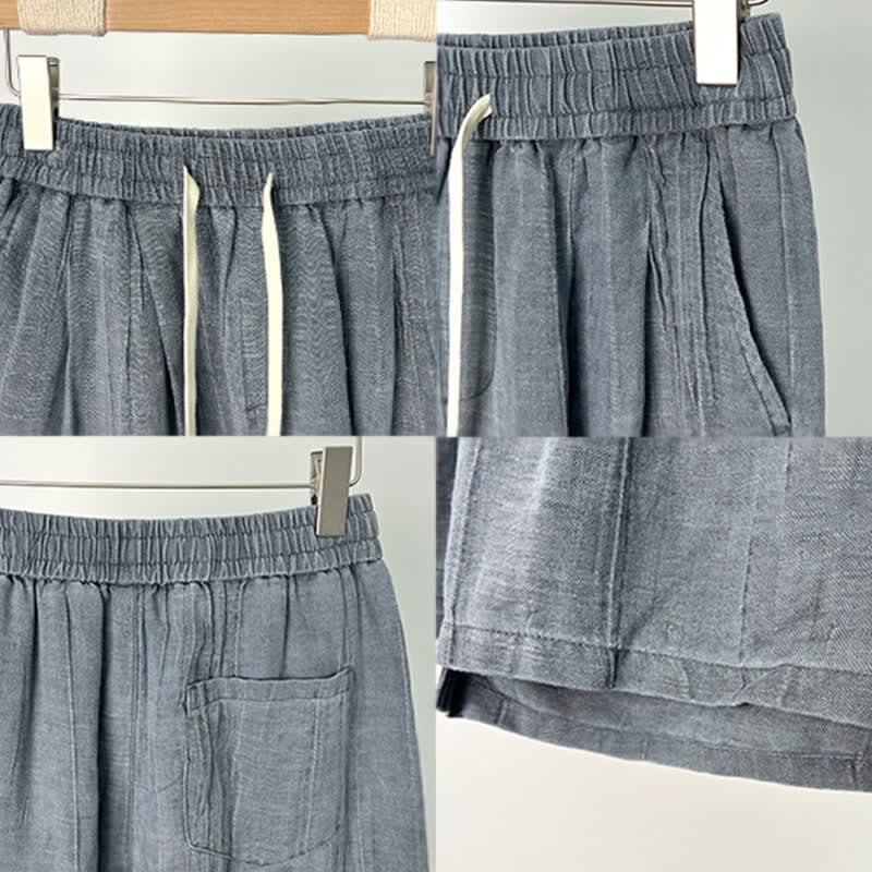Nimara Ritual Summer Casual Drawstring Solid Elastic Waist Men's Shorts With Pockets