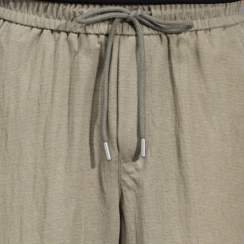 Nimara Ritual Spring Summer Casual Minimalist Drawstring Elastic Waist Solid Long Pants Men's Straight Leg Pants With Pockets
