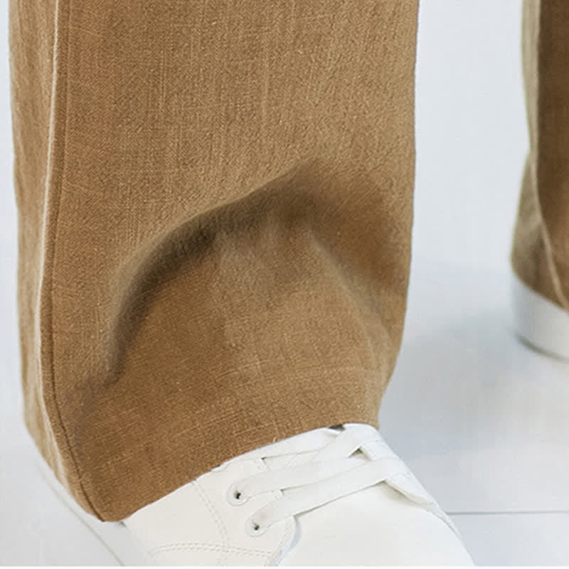 Nimara Ritual Spring Summer Casual Minimalist Drawstring Solid Long Pants Men's Straight Leg Pants With Pockets