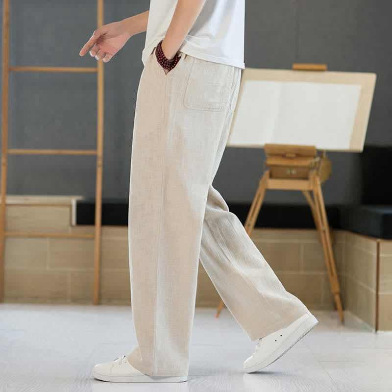 Nimara Ritual Spring Summer Casual Minimalist Drawstring Solid Long Pants Men's Straight Leg Pants With Pockets