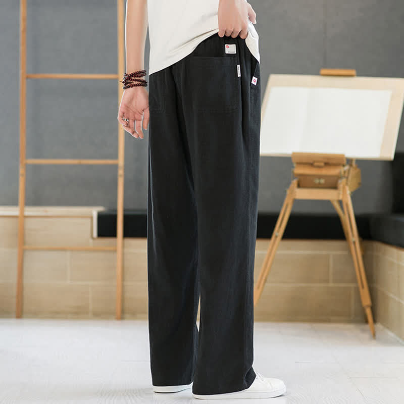 Nimara Ritual Spring Summer Casual Minimalist Drawstring Solid Long Pants Men's Straight Leg Pants With Pockets