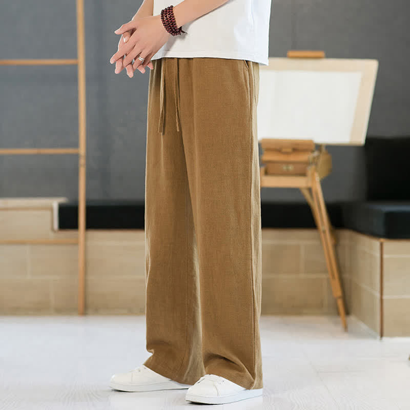 Nimara Ritual Spring Summer Casual Minimalist Drawstring Solid Long Pants Men's Straight Leg Pants With Pockets