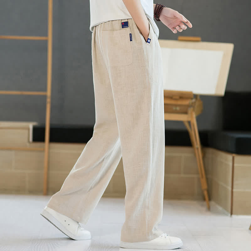 Nimara Ritual Spring Summer Casual Minimalist Drawstring Solid Long Pants Men's Straight Leg Pants With Pockets