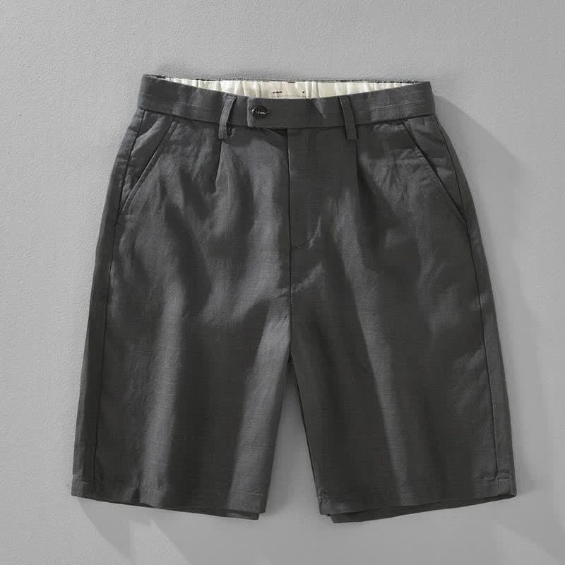 Nimara Ritual Summer Casual Minimalist Button-Up Zipper Solid Men's Shorts With Pockets