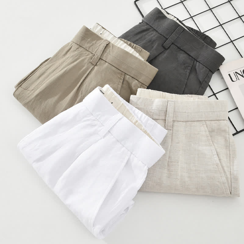 Nimara Ritual Summer Casual Minimalist Button-Up Zipper Solid Men's Shorts With Pockets
