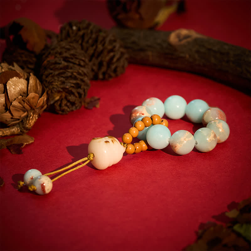 Nimara Ritual Shoushan Stone Charcoal-Grilled Cat Luck Tactile Meditation Beads Decorations