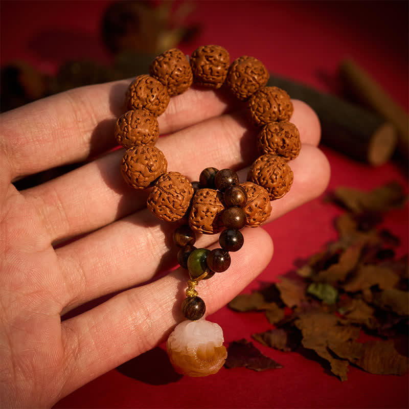 Nimara Ritual Vajra Seed Charcoal-Grilled Bodhi Lion Pendant Strength Tactile Meditation Beads Decorations