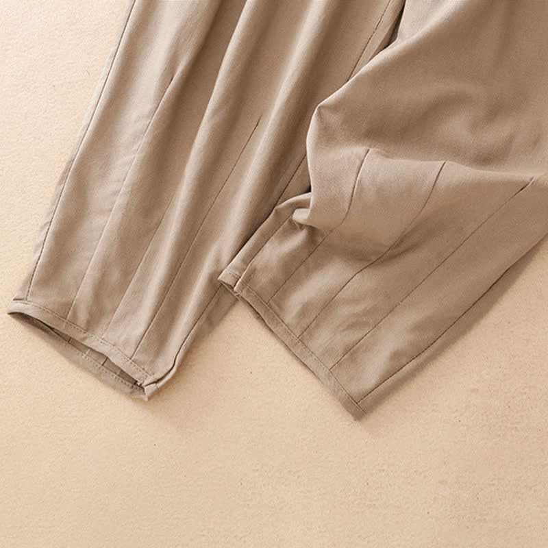 Nimara Ritual Summer Casual Minimalist Drawstring Solid Cropped Pants Women's Tapered Pants With Pocket