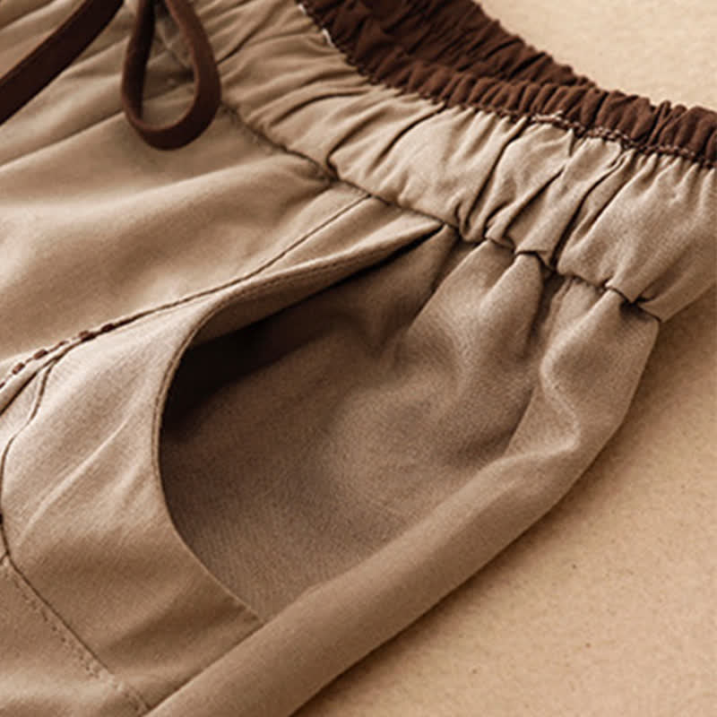 Nimara Ritual Summer Casual Minimalist Drawstring Solid Cropped Pants Women's Tapered Pants With Pocket