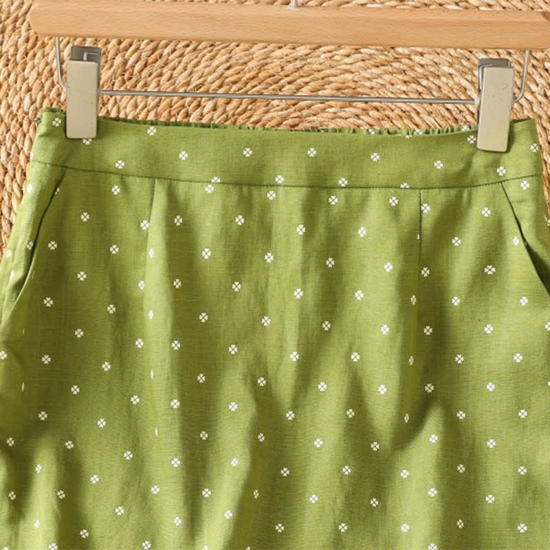 Nimara Ritual Summer Casual Vintage Polka Dot Women's Skirts With Pockets