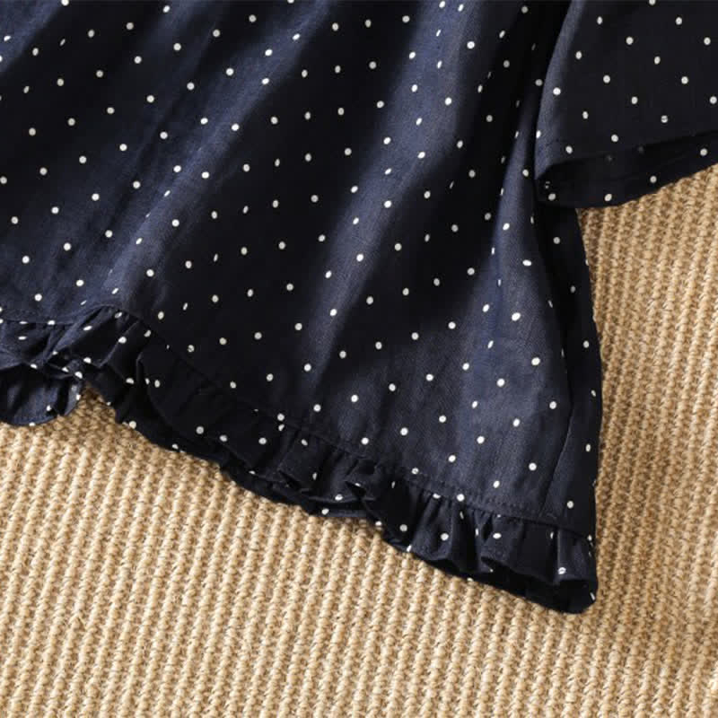 Nimara Ritual Summer Casual Polka Dot Ruffled Hem Women's Short Sleeve T-Shirts