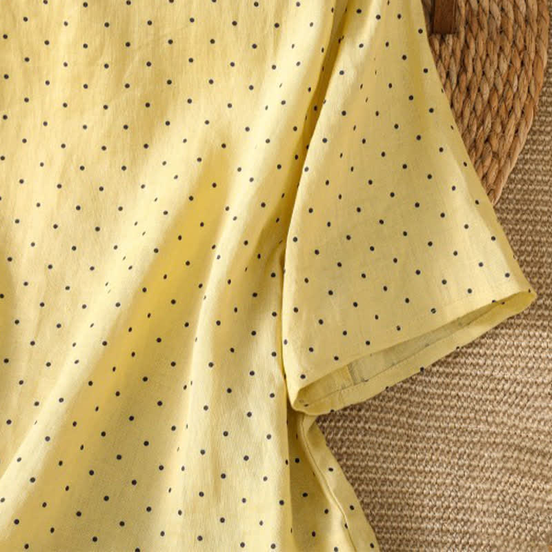 Nimara Ritual Summer Casual Polka Dot Ruffled Hem Women's Short Sleeve T-Shirts