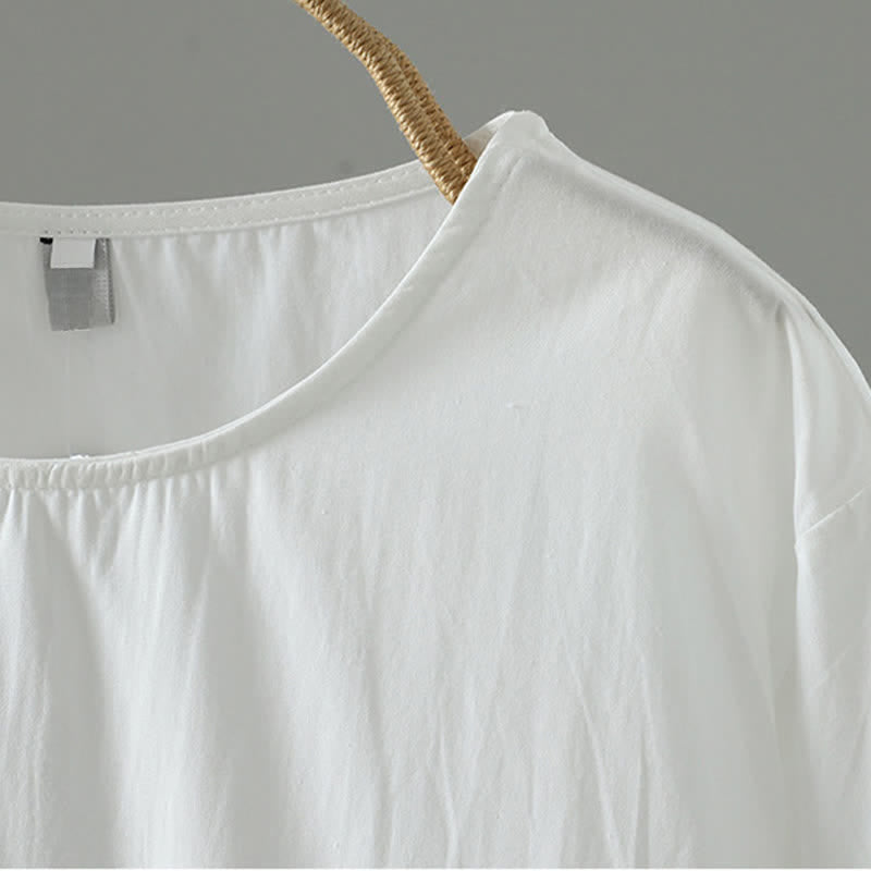 Nimara Ritual Summer Casual Minimalist Solid Ruffle Hem Women's Short Sleeve Dress