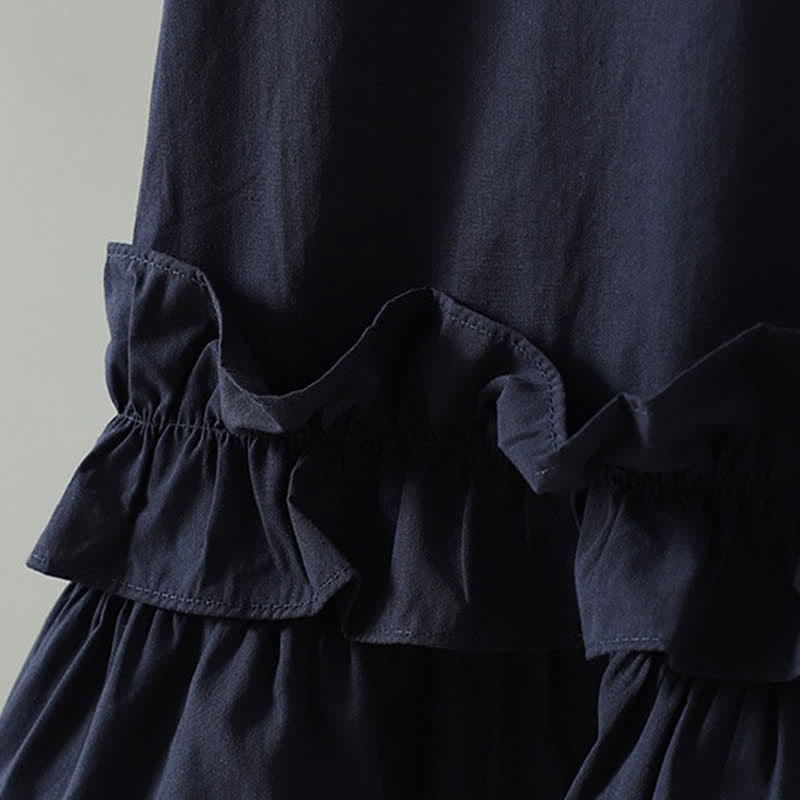 Nimara Ritual Summer Casual Minimalist Solid Ruffle Hem Women's Short Sleeve Dress