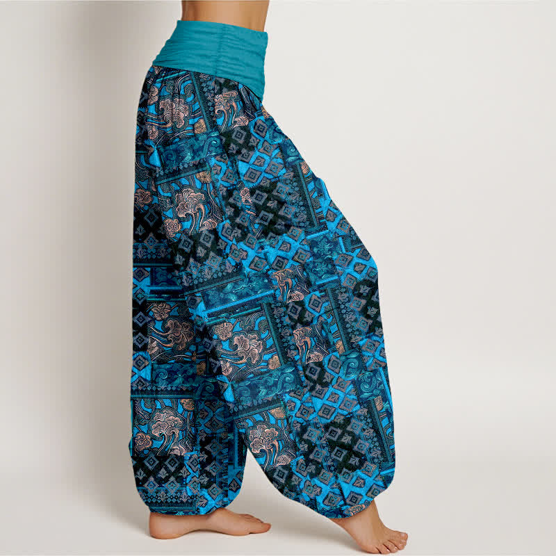 Nimara Ritual Pure Cotton Bohemian Geometric Pattern Women's Elastic Waist Harem Pants