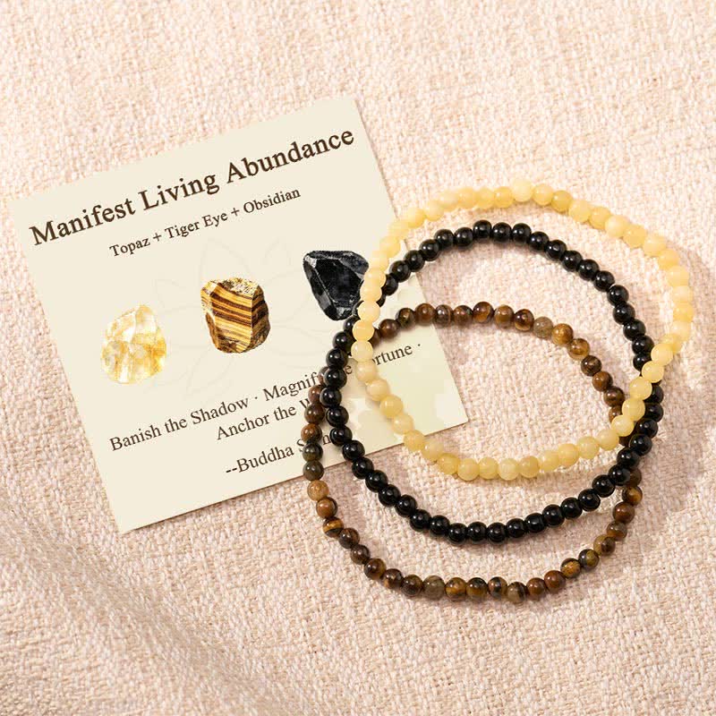 Nimara Ritual 3pcs "Manifest Living Abundance" Topaz Clarity Bracelet Includes Gift Message Card