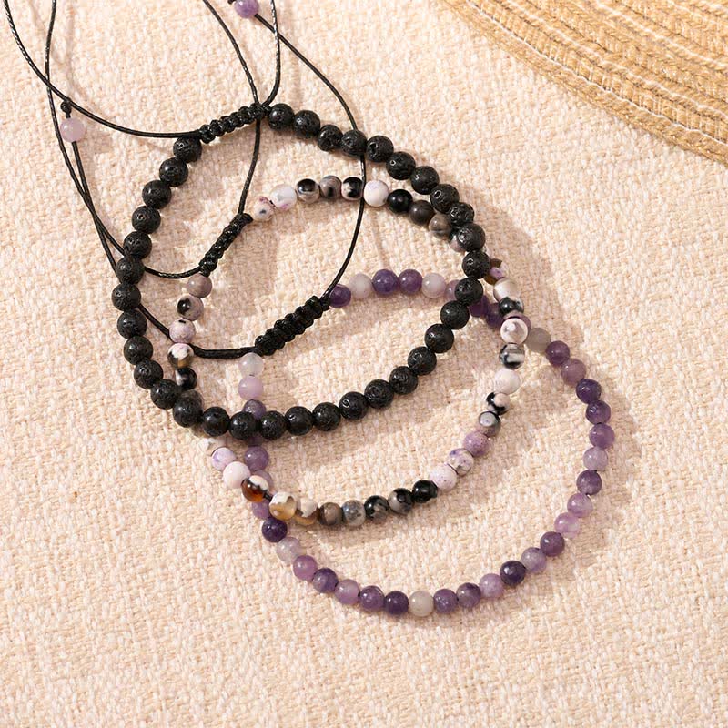 Nimara Ritual 3pcs "Find Your Quiet Center" Fire Agate Clarity Bracelet Includes Gift Message Card